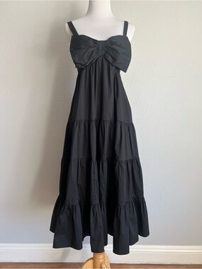 Reset Black Bow Front Midi Dress, S